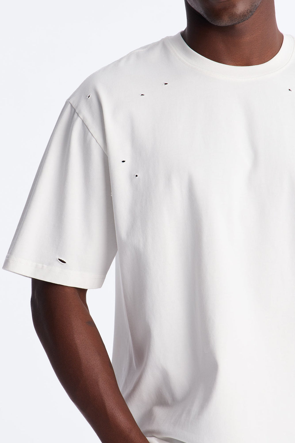 Destructed Crewneck Tee - White image 3