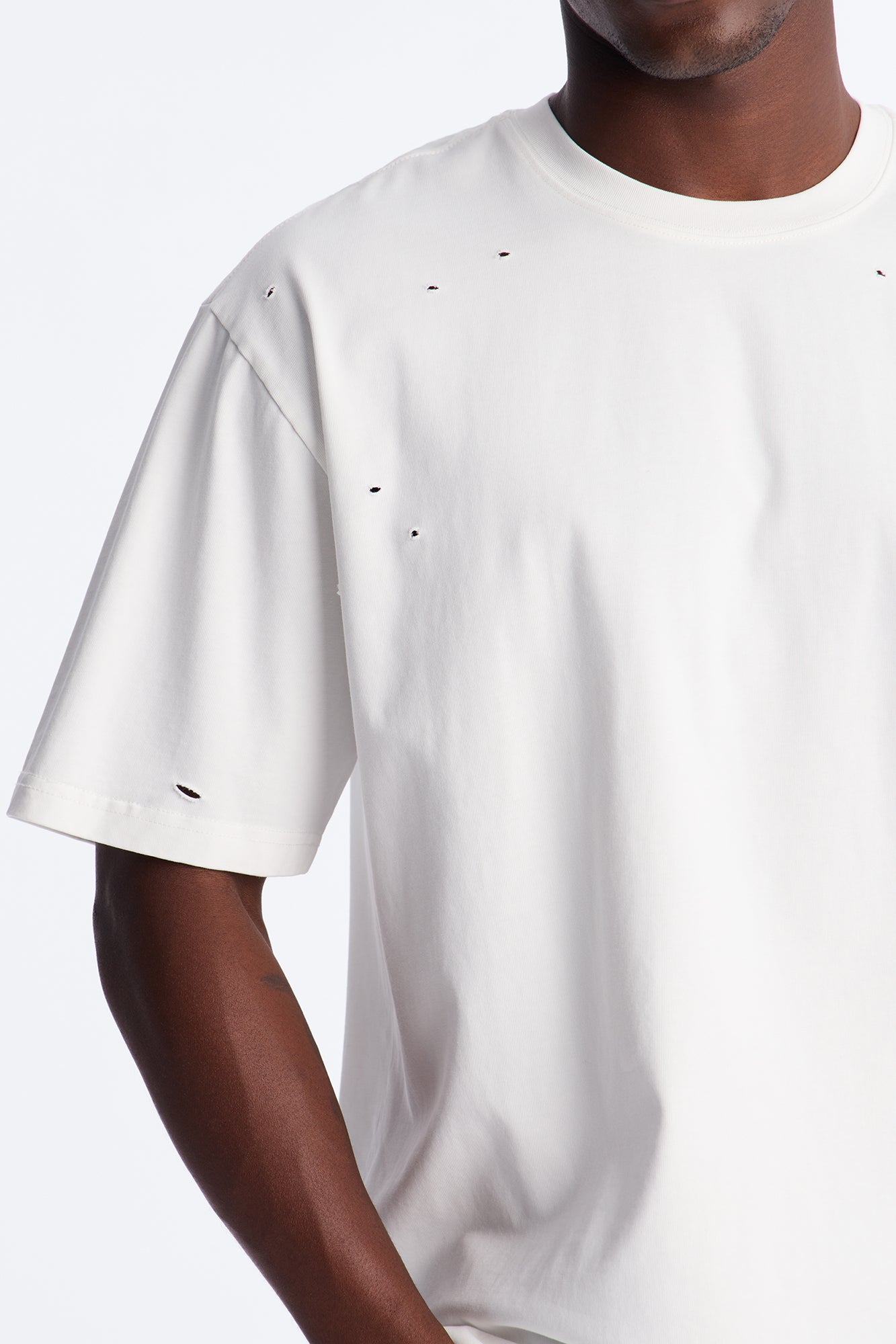 Destructed Crewneck Tee - White image 3