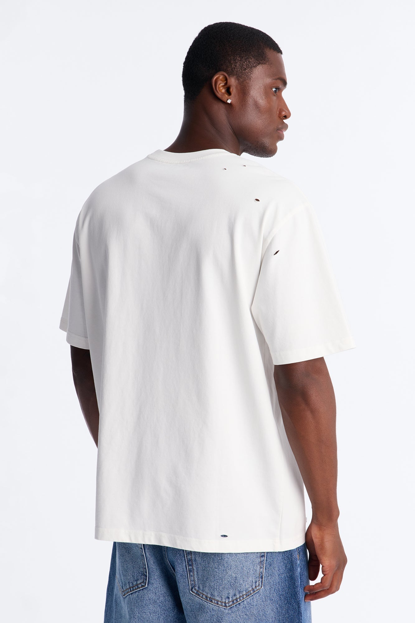 Destructed Crewneck Tee - White image 4