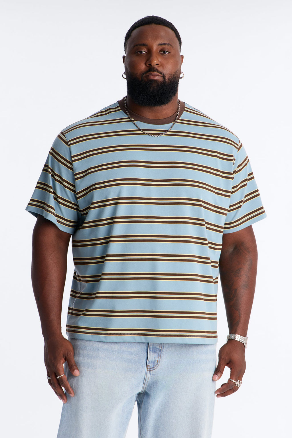 Stefan Stripe Crewneck Tee - Blue/combo