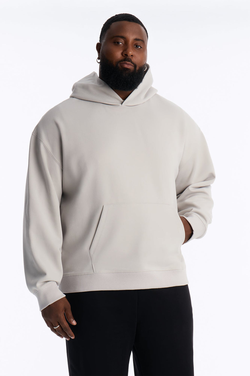 Structured Fleece Hoodie - Light Grey image 1
