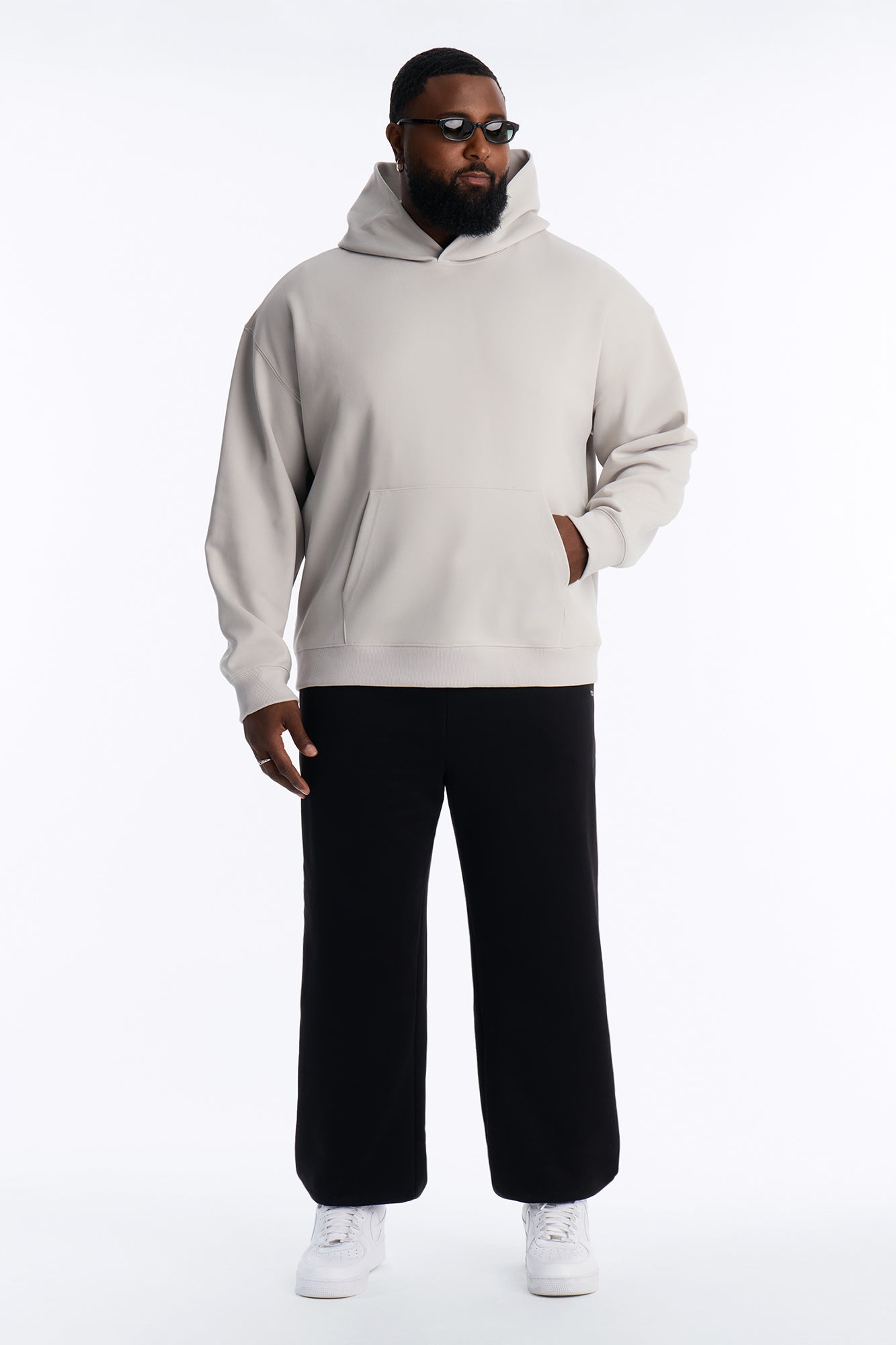 Structured Fleece Hoodie - Light Grey image 2