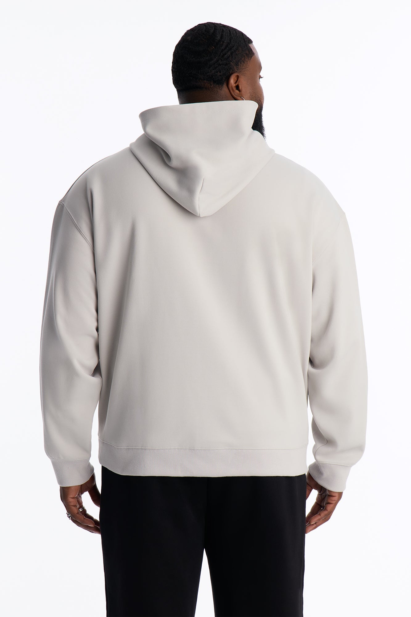 Structured Fleece Hoodie - Light Grey image 4