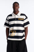 NO 42 Fast Stripe Fleece Polo - Black/combo image 1