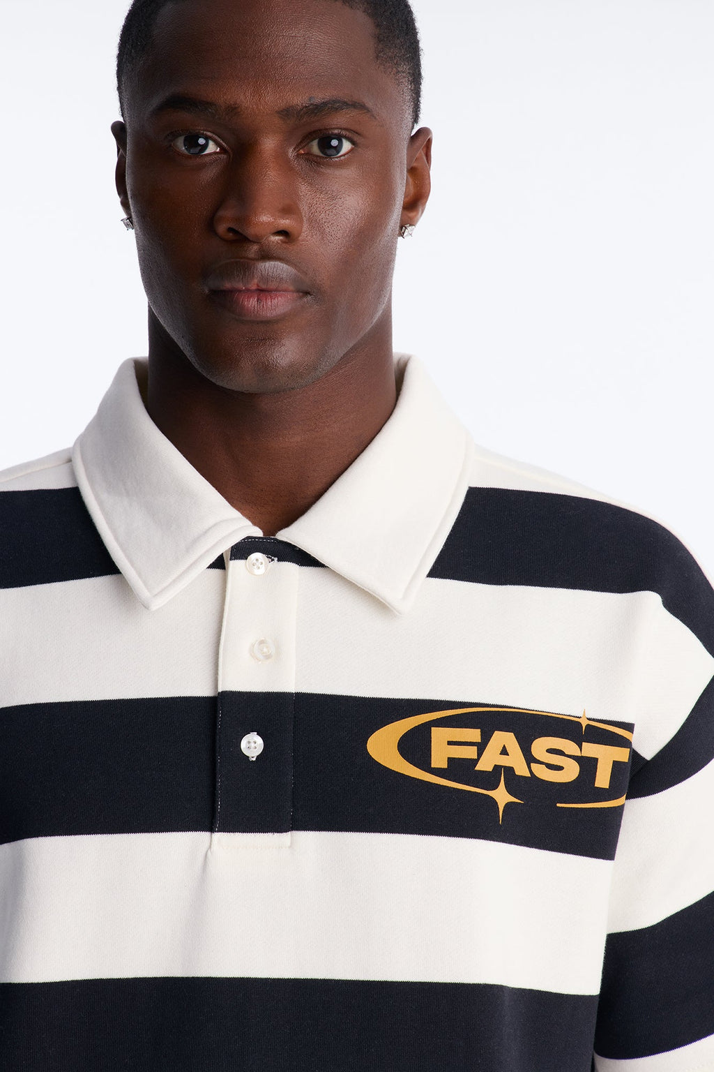 NO 42 Fast Stripe Fleece Polo - Black/combo image 3