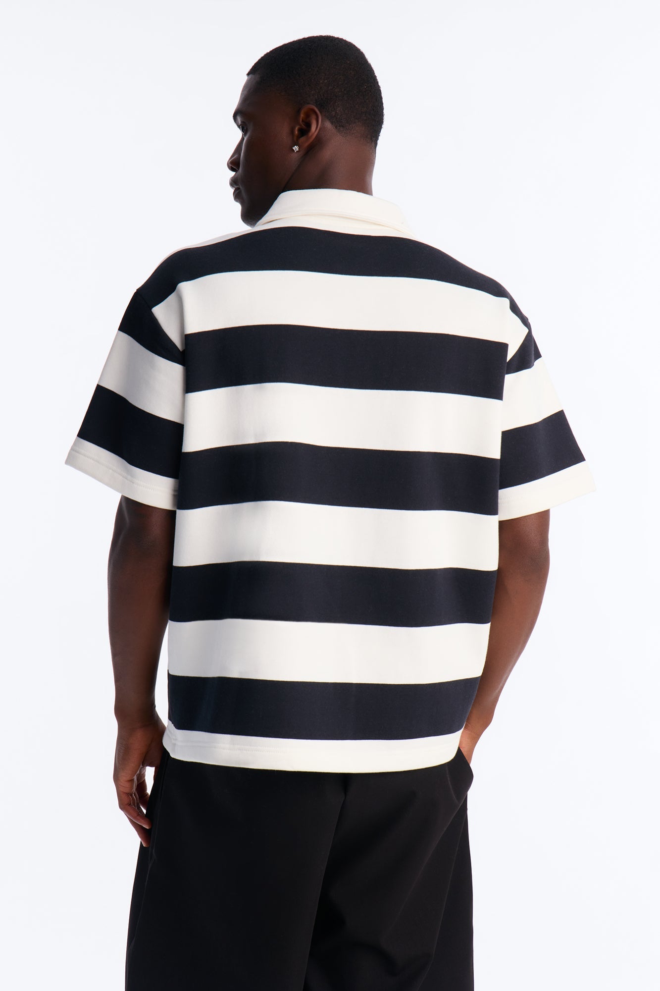 NO 42 Fast Stripe Fleece Polo - Black/combo image 4