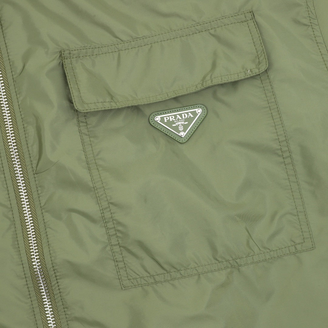 PRADA Nylon Zip-Front Utility Shirt Jacket | 2026 New Collection