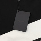Prada Stripe-Panel Triangle Logo T-Shirt
