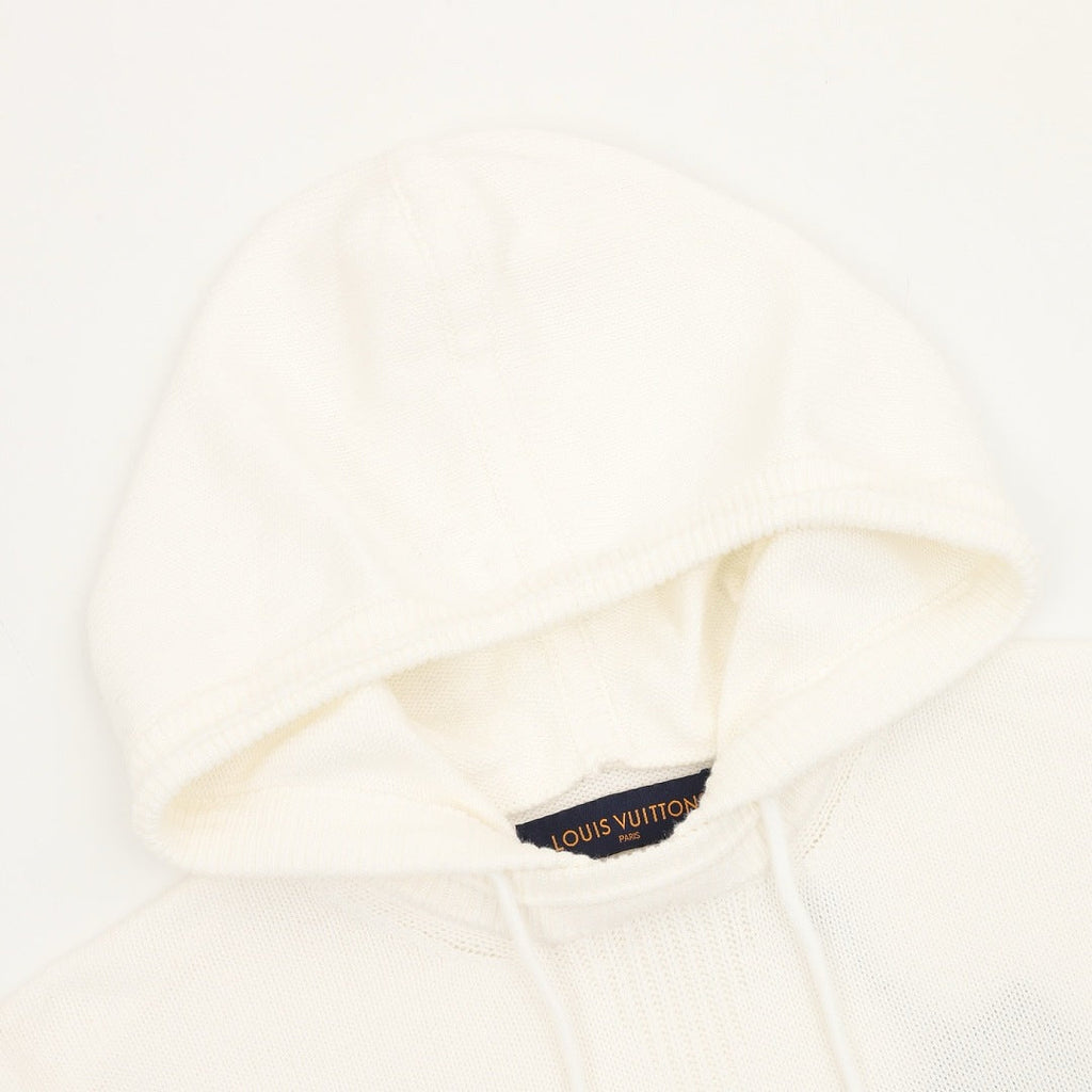 Louis Vuitton LV Leather Logo Knit Hoodie — Off White