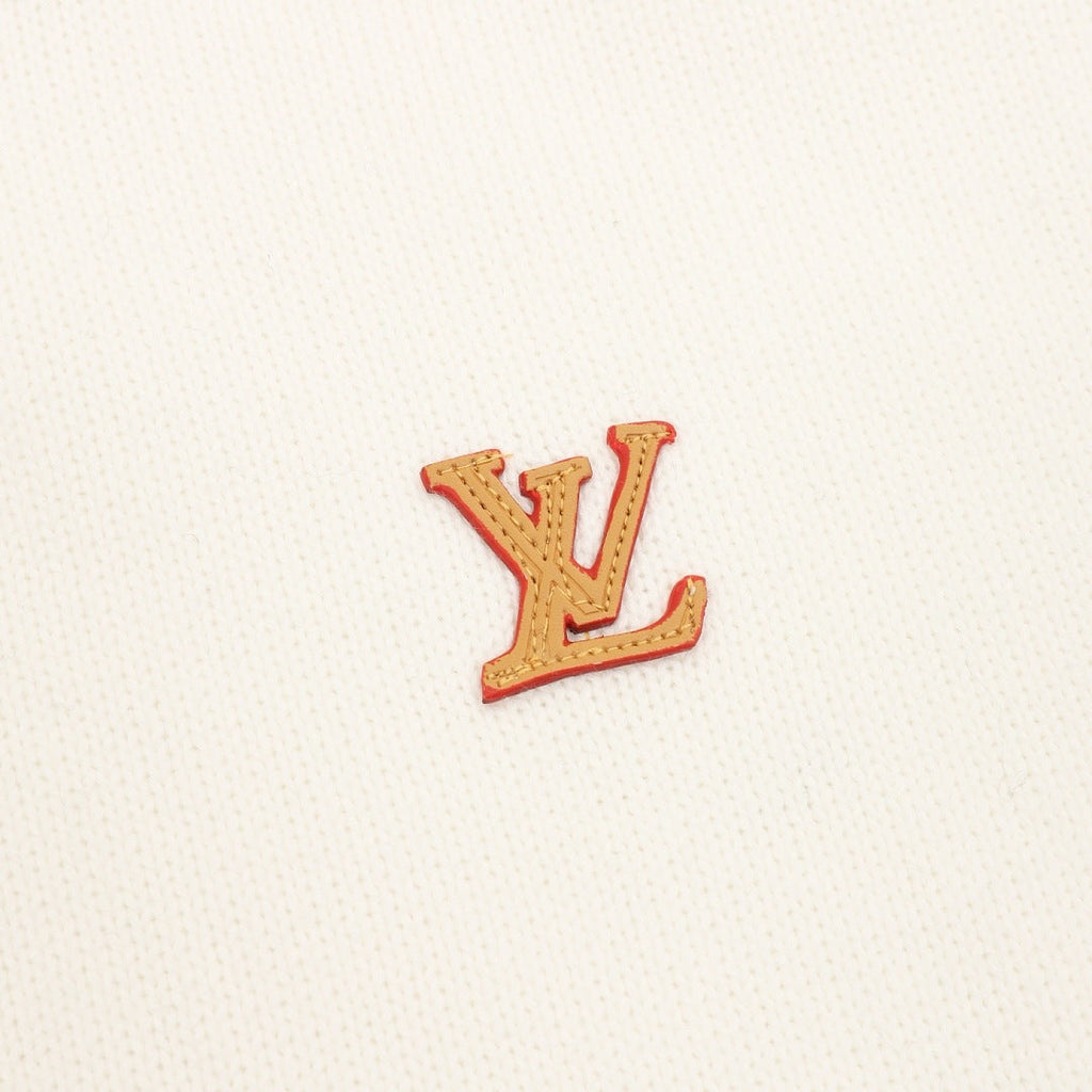 Louis Vuitton LV Leather Logo Knit Hoodie — Off White