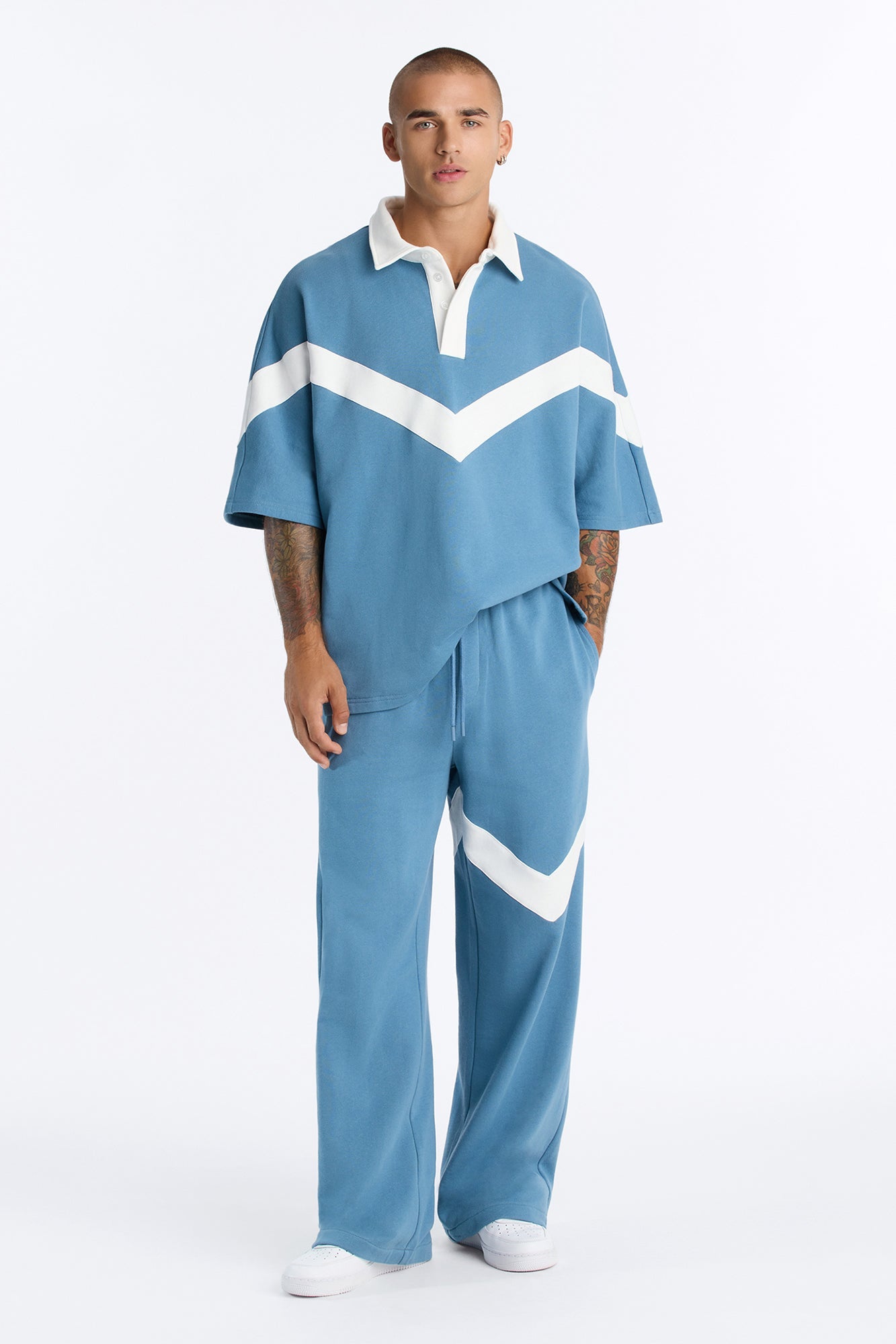Soft Mode French Terry Relaxed Polo - Blue/combo image 1