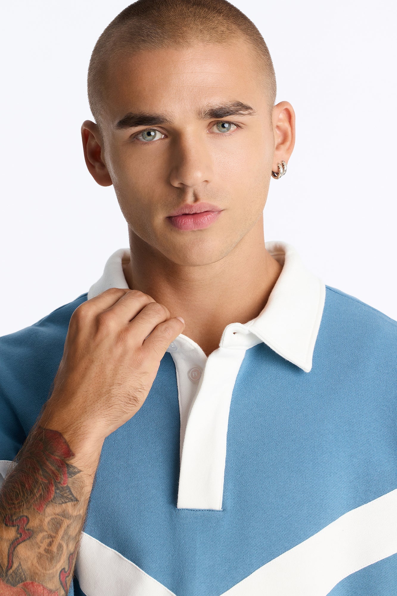 Soft Mode French Terry Relaxed Polo - Blue/combo image 3
