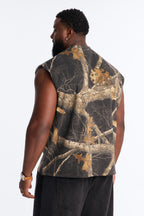 Real Tree Shadow Los Angeles Rhinestone Fleece Muscle Tee - Camouflage image 3