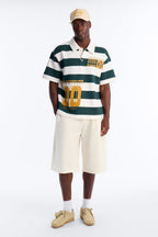 Racing Society Stripe Short Sleeve Fleece Polo - Green/combo image 2