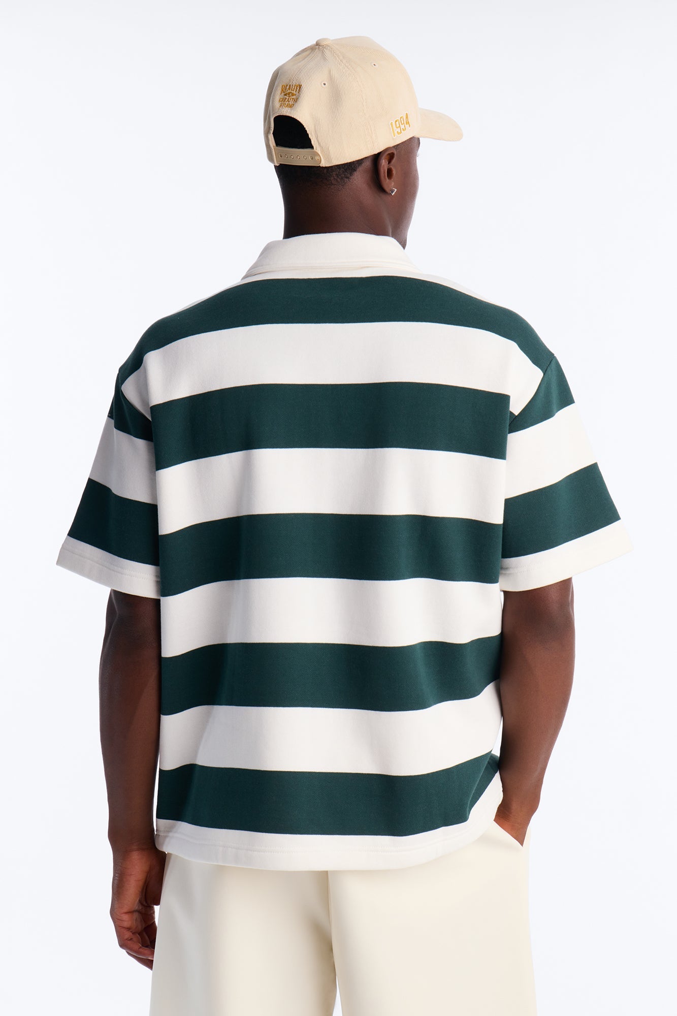 Racing Society Stripe Short Sleeve Fleece Polo - Green/combo image 4
