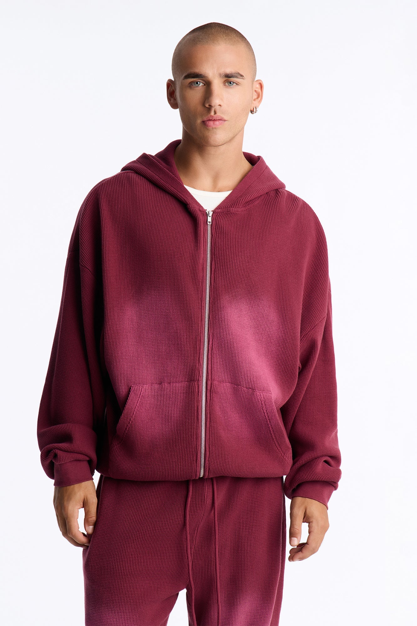Modern Wash Zip Up Hoodie - Burgundy image 1