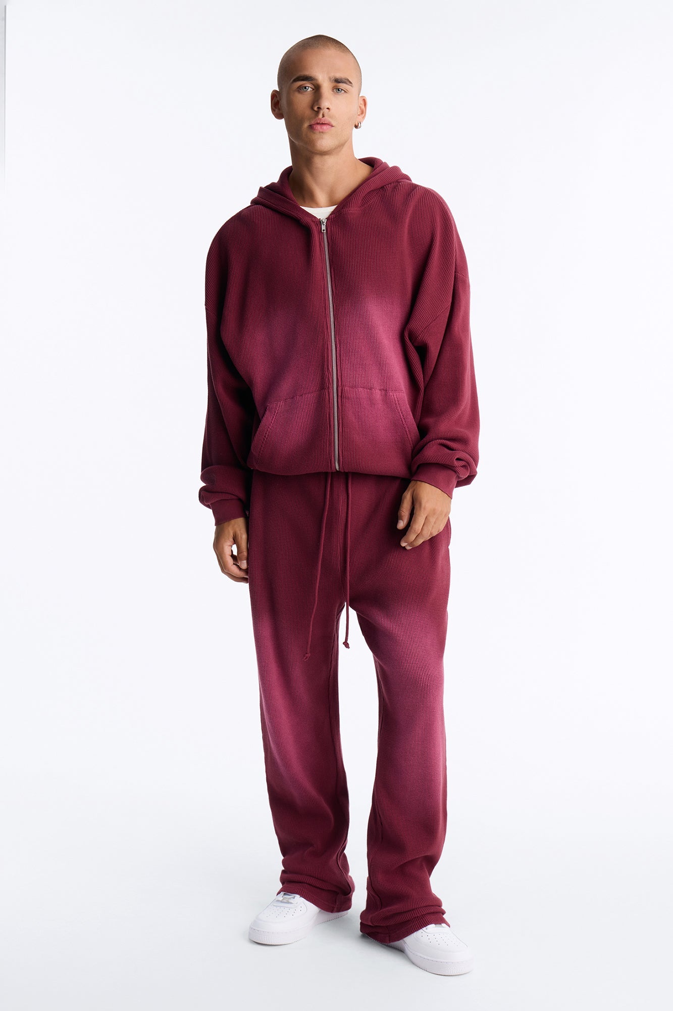 Modern Wash Zip Up Hoodie - Burgundy image 2