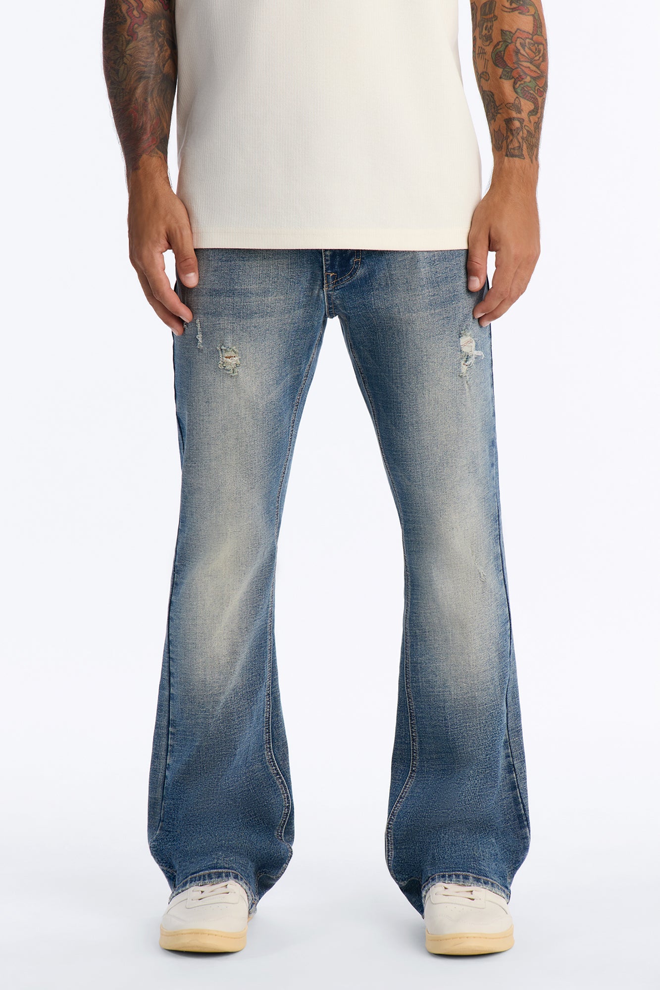 Stacked Slim Flare Matador Jean - VintageBlueWash