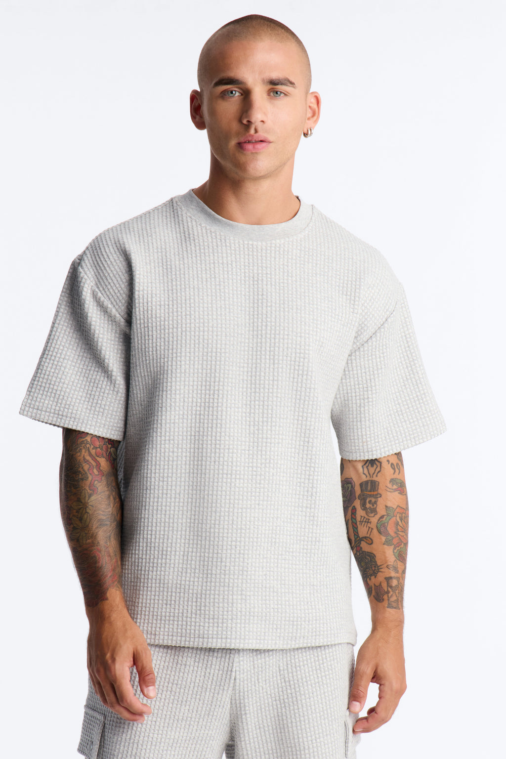 Relaxed Waffle Short Sleeve Tee - Grey image 1