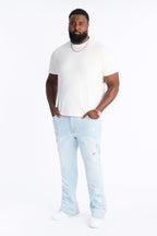 Cuff Me Stacked Skinny Flared Jeans - Light Blue Wash image 2