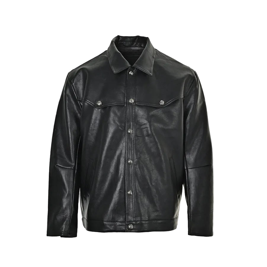 Chrome Hearts Leather Jacket 012 - Charcoal - view 2