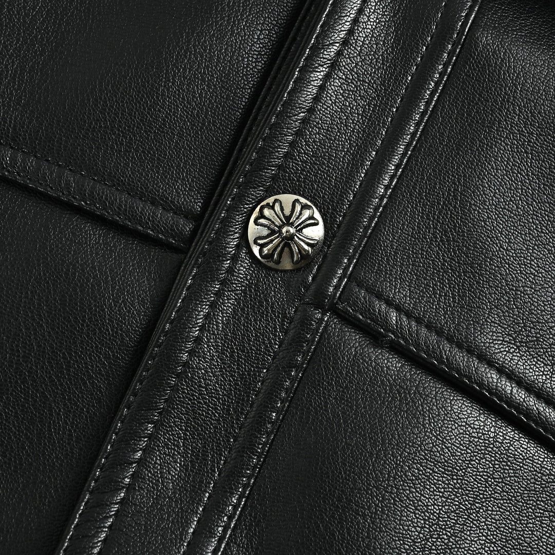 Chrome Hearts Leather Jacket 012 - Charcoal - view 5