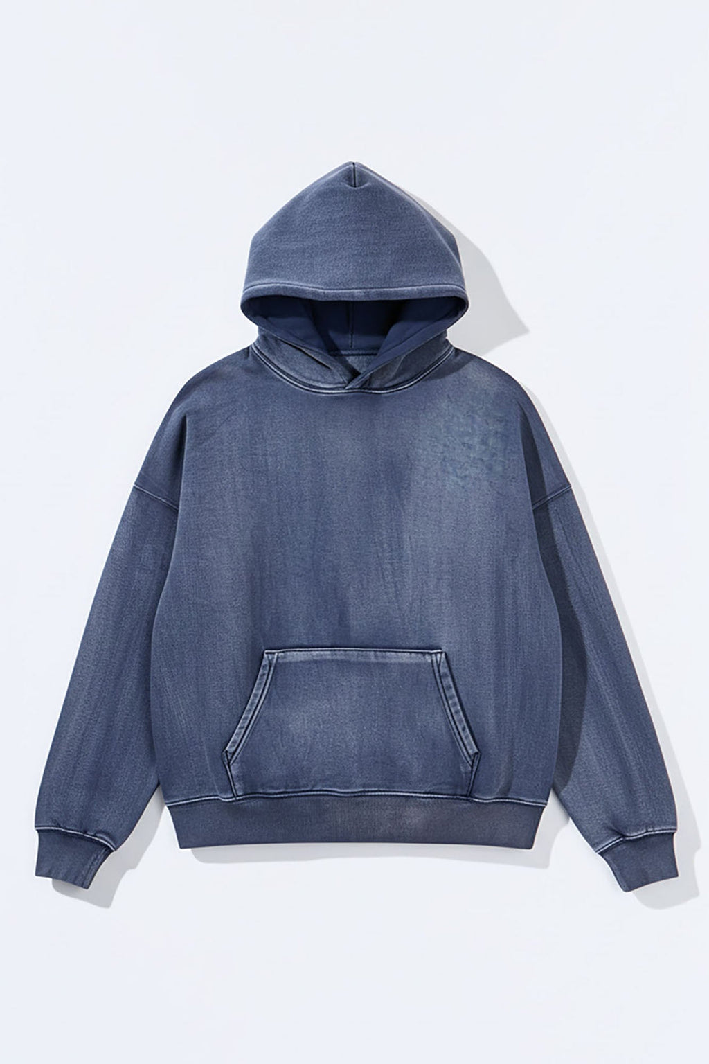 Acid Wash Oversized Heavyweight Hoodie - Navy image 1