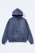 Acid Wash Oversized Heavyweight Hoodie - Navy image 1